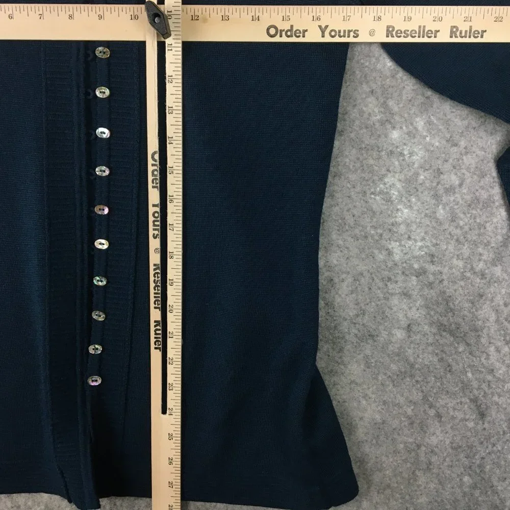 Dana Buchman Cardigan SP Sweater 100 Pure New Wool Merino Extra Fine Jewel Blue